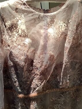 Mac Duggal Illusion A-Line Midi Neck High Dress Rose Lace Size 22.  NWT